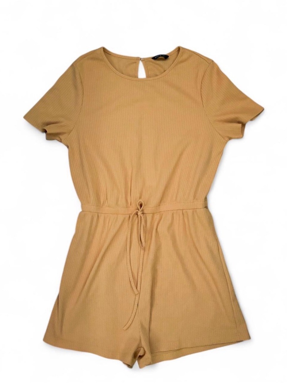 Mustard Yellow Ribbed Short Sleeve Romper